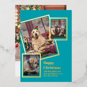 Carte de Noël en collage PHOTO avec FEUILLE D'OR R