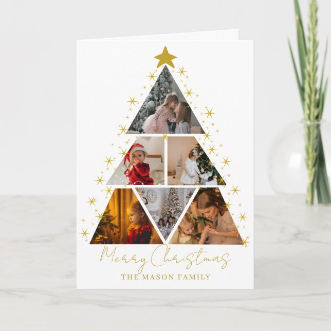 Carte de Noël en forme d'arbre à 6 photos (Devant)