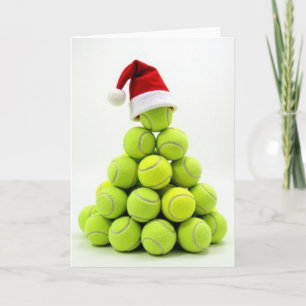 Carte de Noël en forme d'arbre de balles de tennis
