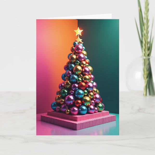 Carte de Noël en forme d'arbre sculptural (Devant)