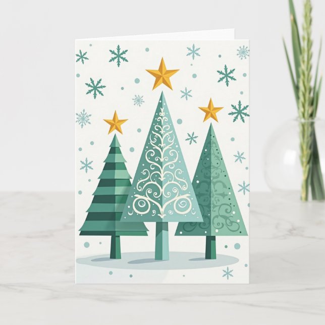 Carte de Noël en forme d'arbres graphiques (Devant)