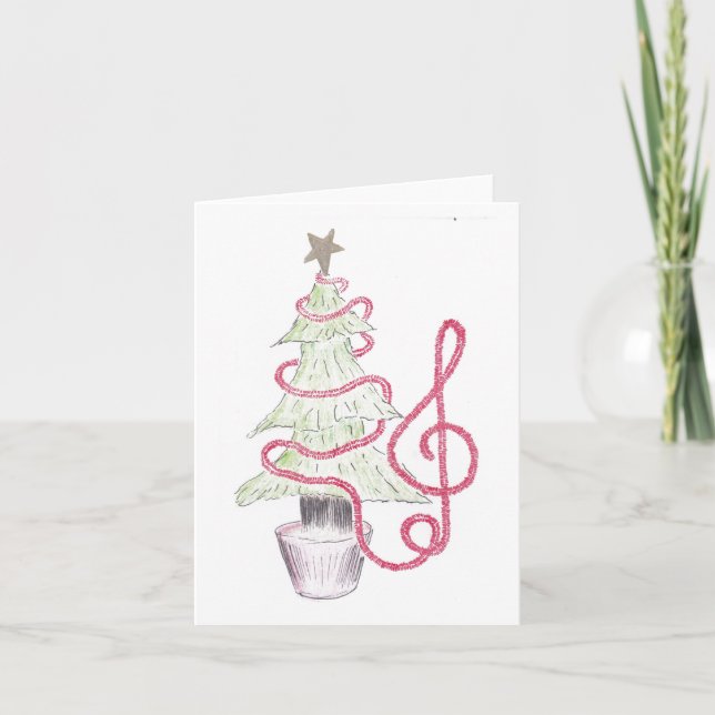 Carte de Noël en forme de clé de sol avec des guir (Devant)