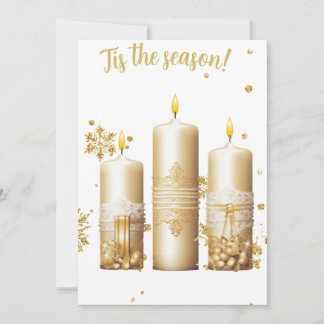 Carte de Noël en or avec bougies