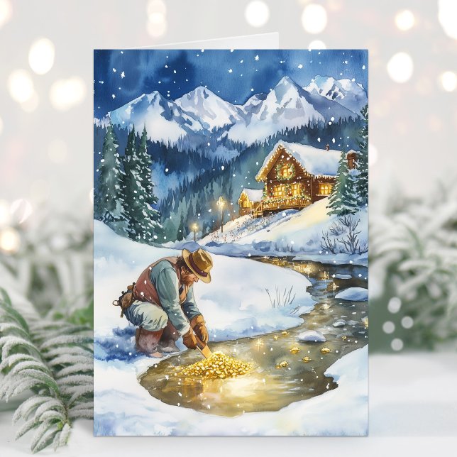 Carte de Noël en or de mine de vacances (Gold Mining Holiday Card)