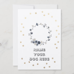 Carte de Noël en papier d'aluminium doré Paw Print