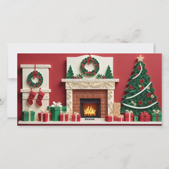 Carte de Noël en papier découpé en quilling (Dos)