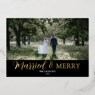 Carte de Noël en papier métallisé pour mariage & j