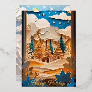 Carte de Noël en Papier Métallisé 'Winter Wonderla