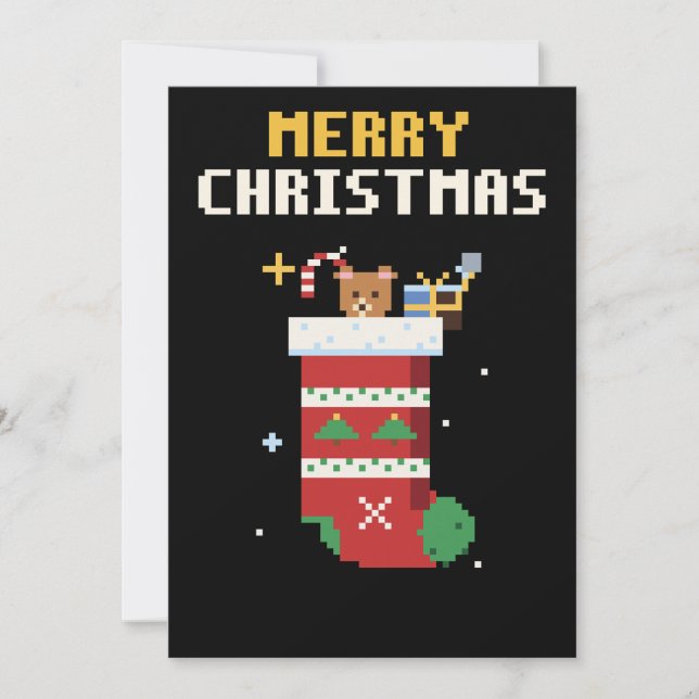 Carte de Noël en pixel art de bas de Noël (Devant)