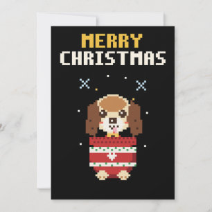 Carte de Noël en pixel art de chiot
