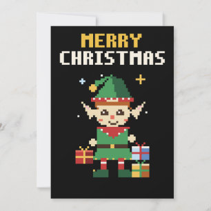 Carte de Noël en pixel art de lutin