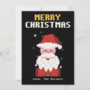 Carte de Noël en pixel art du Père Noël