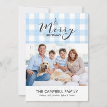 Carte de Noël En vichy Joyeux bleu