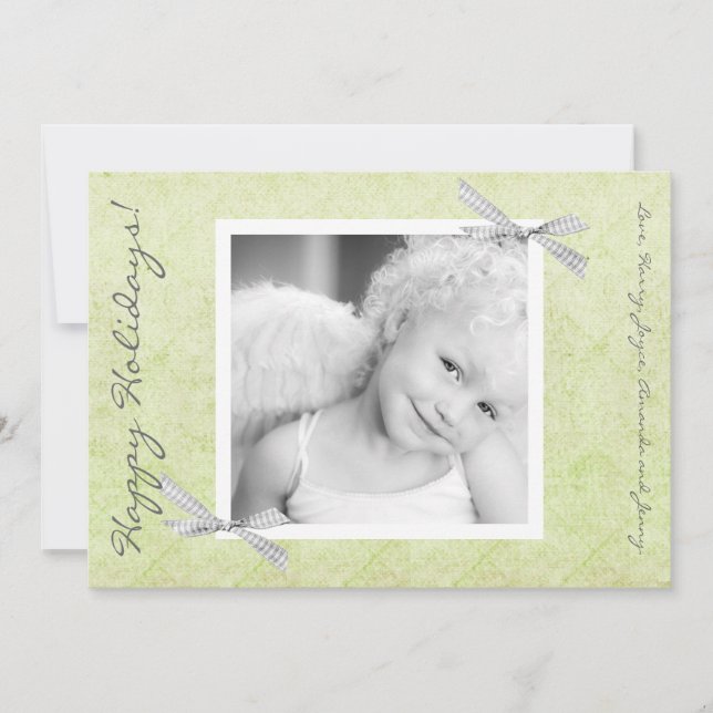 Carte de Noël En vichy ruban vert 5x7 (Devant)