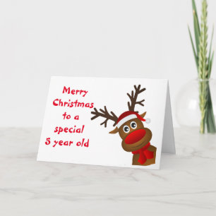 CARTE DE NOËL "ENFANT DE 5 ANS" AVEC PÈRE NOËL/CHA