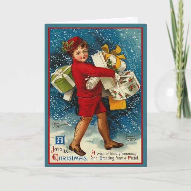 Carte de Noël enfant vintage (Devant)