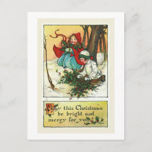 Carte de Noël "Enfants avec Noël Holly"