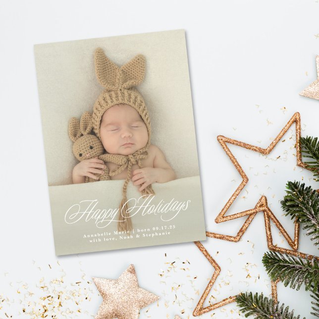 Carte de Noël entièrement photo en écriture cursiv (Créateur téléchargé)