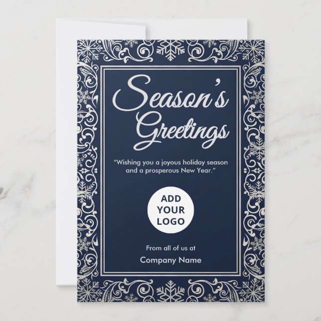 Carte de Noël Entreprise Flocon de Neige de Minuit (Devant)