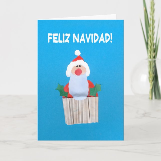 Carte de Noël, espagnol, Cupcake avec Père Noël (Devant)