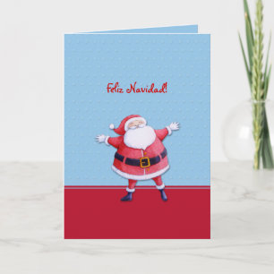 Carte de Noël espagnole bleue au Père Noël