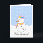 Carte de Noël espagnole Snowman Feliz Navidad<br><div class="desc">Carte de voeux snowman Feliz Navidad Carte de Noël espagnole que vous pouvez customiser avec n'importe quel texte de votre choix. Si vous avez besoin d'aide pour vous customiser,  contactez-nous via le lien de cette page. Carte de Noël espagnole Snowman</div>