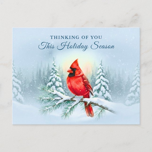 Carte de Noël et de condoléances avec oiseau cardi (Devant)