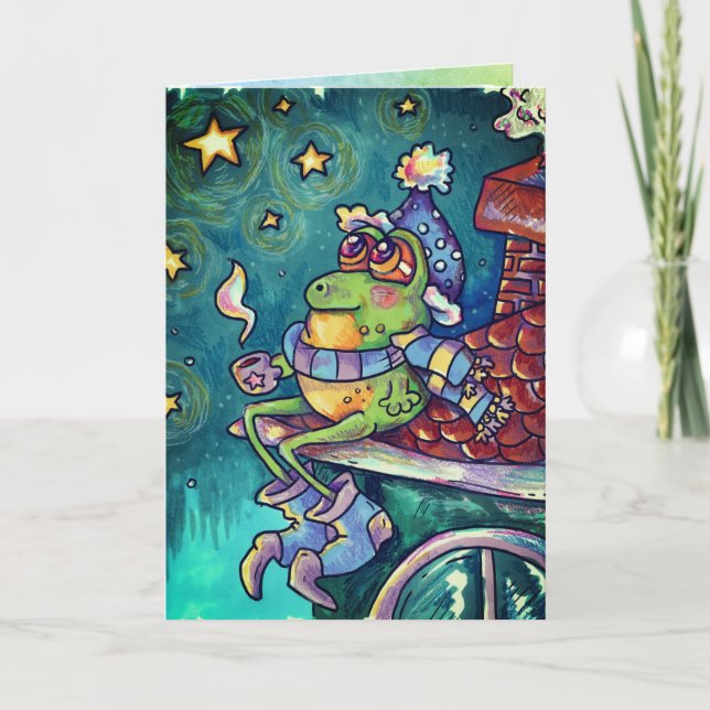 Carte de Noël et de Nouvel An Cozy Frog (Devant)