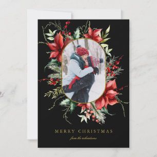 Carte de Noël et de vacances avec cadre en or Merr