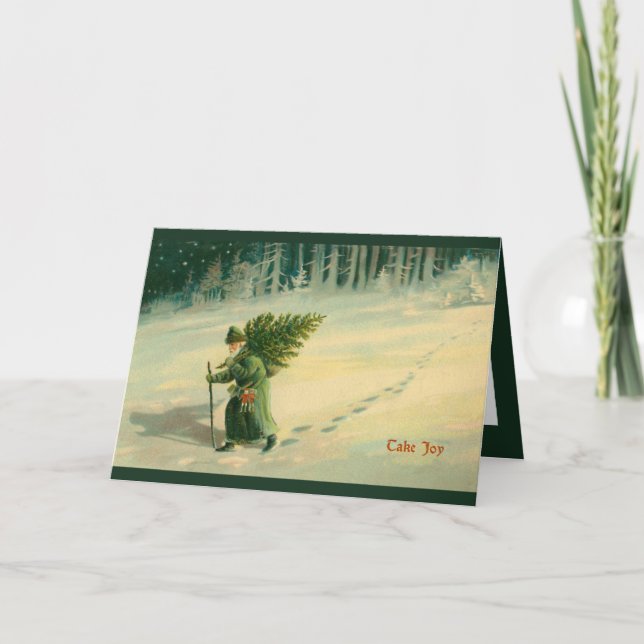 Carte de Noël et verset vintage "Take Joy" (Devant)