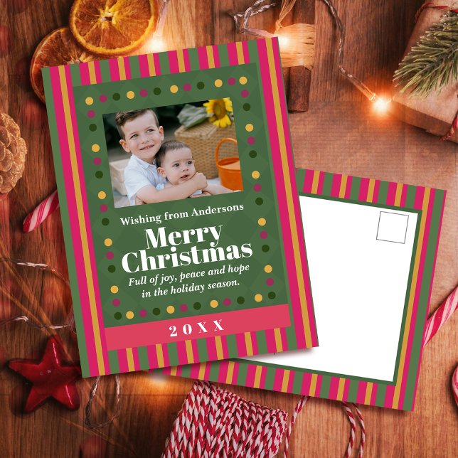 Carte de Noël familiale à rayures pour les fêtes (Créateur téléchargé)