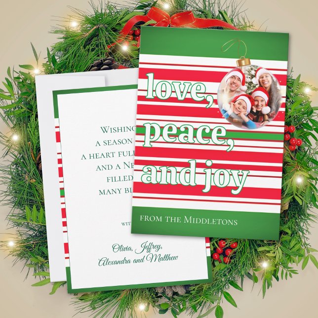 Carte de Noël Familiale Amour Paix Joie Fêtes (Créateur téléchargé)