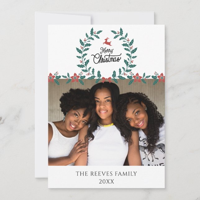 Carte de Noël Familiale Blanche (Devant)