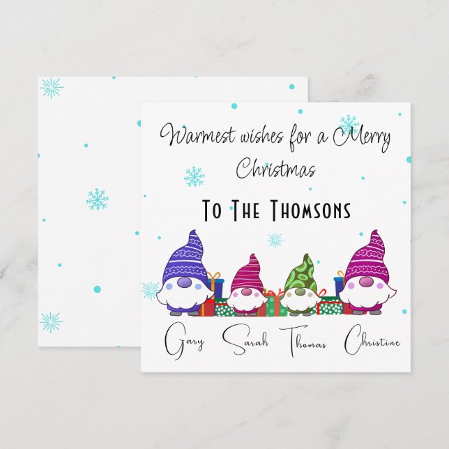 Carte de Noël familiale des Gnomes (Devant / Derrière)
