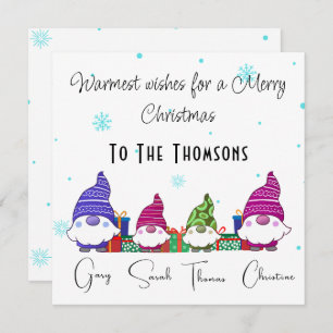 Carte de Noël familiale des Gnomes