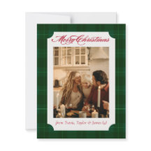 Carte de Noël familiale en flanelle à carreaux