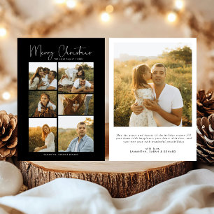 Carte de Noël Familiale Minimaliste avec 7 Photos