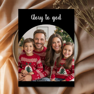 Carte de Noël familiale photo Gloire à Dieu