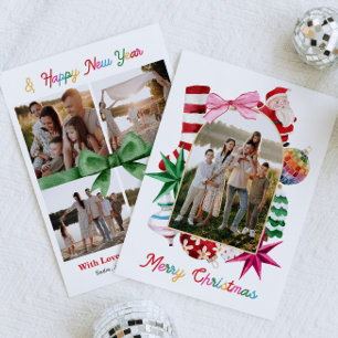 Carte de Noël familiale photo joyeuse et lumineuse