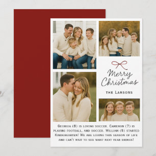 Carte de Noël familiale simple avec ruban