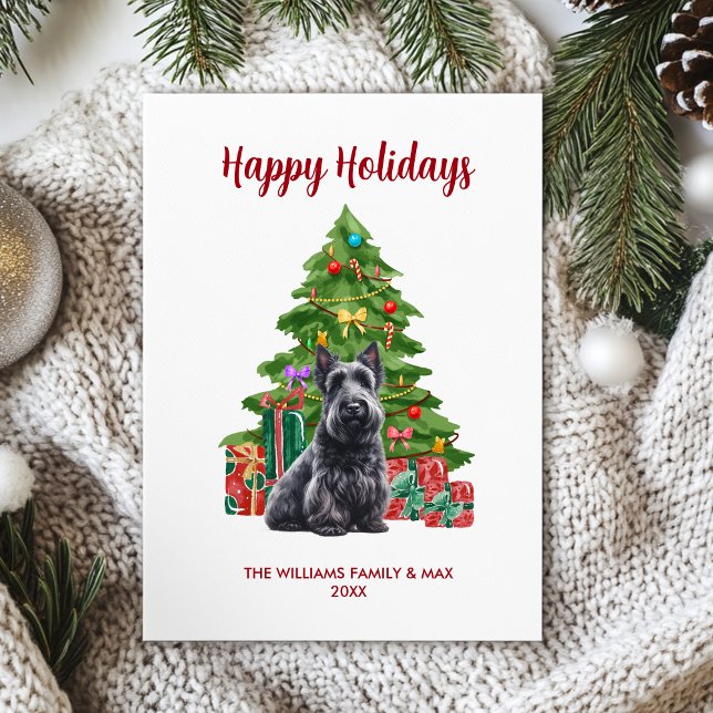 Carte de Noël Famille avec Terrier Écossais (Créateur téléchargé)