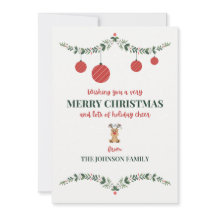 Carte de Noël Famille Cute Rudolph