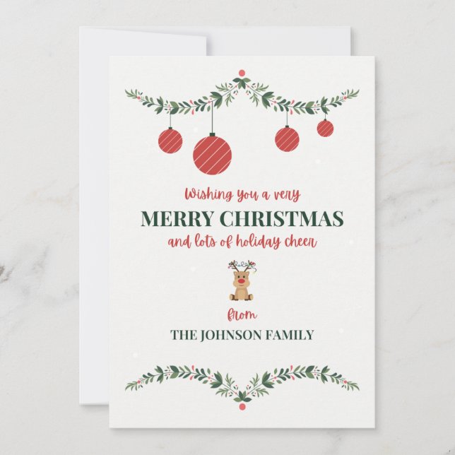 Carte de Noël Famille Cute Rudolph (Devant)
