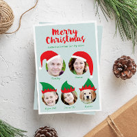 Carte de Noël Famille de Cinq Personnes avec équip