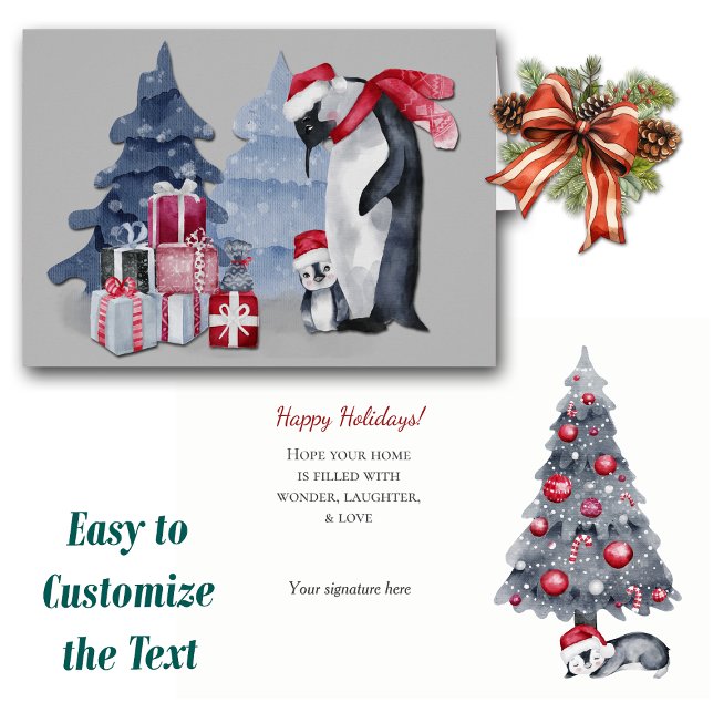 Carte de Noël Famille Pingouin Cute (Créateur téléchargé)