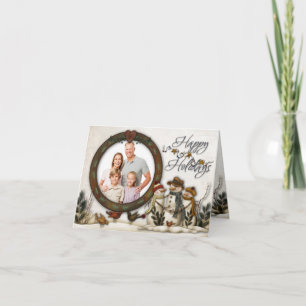 Carte de Noël fantaisiste à neige avec bonhommes d