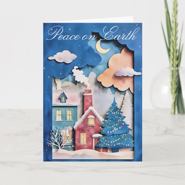 Carte de Noël fantaisiste avec découpage en papier (Devant)
