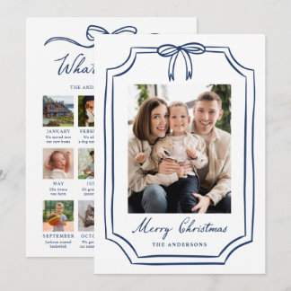 Carte de Noël Fantaisiste avec Ruban Marine pour B