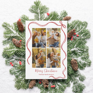 Carte de Noël Fantaisiste avec Ruban Rouge