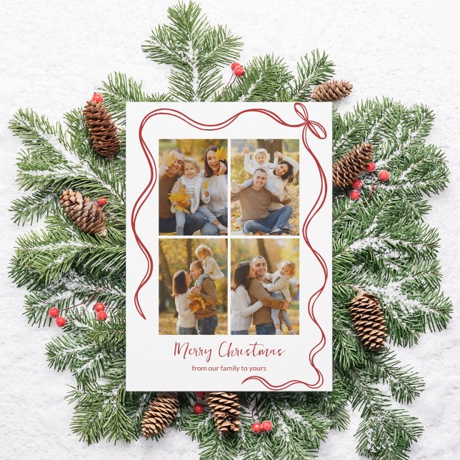 Carte de Noël Fantaisiste avec Ruban Rouge (Créateur téléchargé)